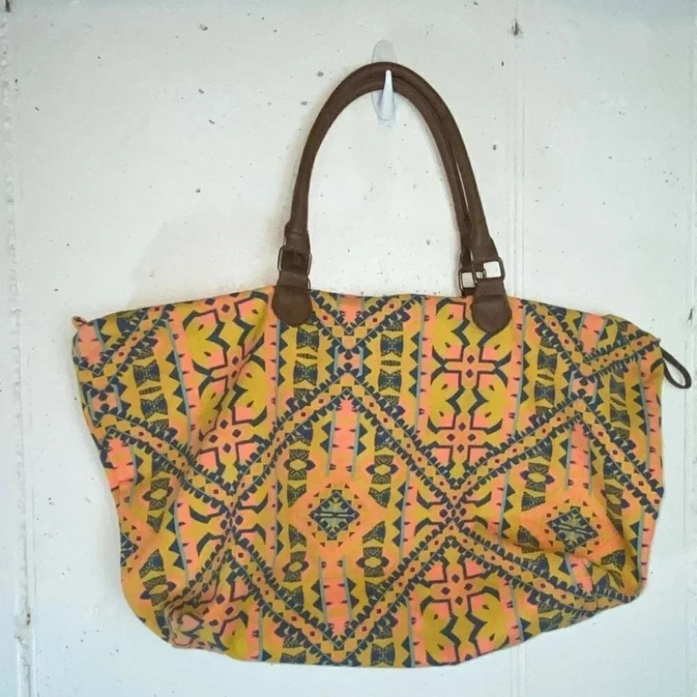 Bohemian mustard‎ yellow large duffle bag